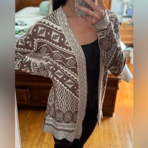 Aztec print sweater cardigan